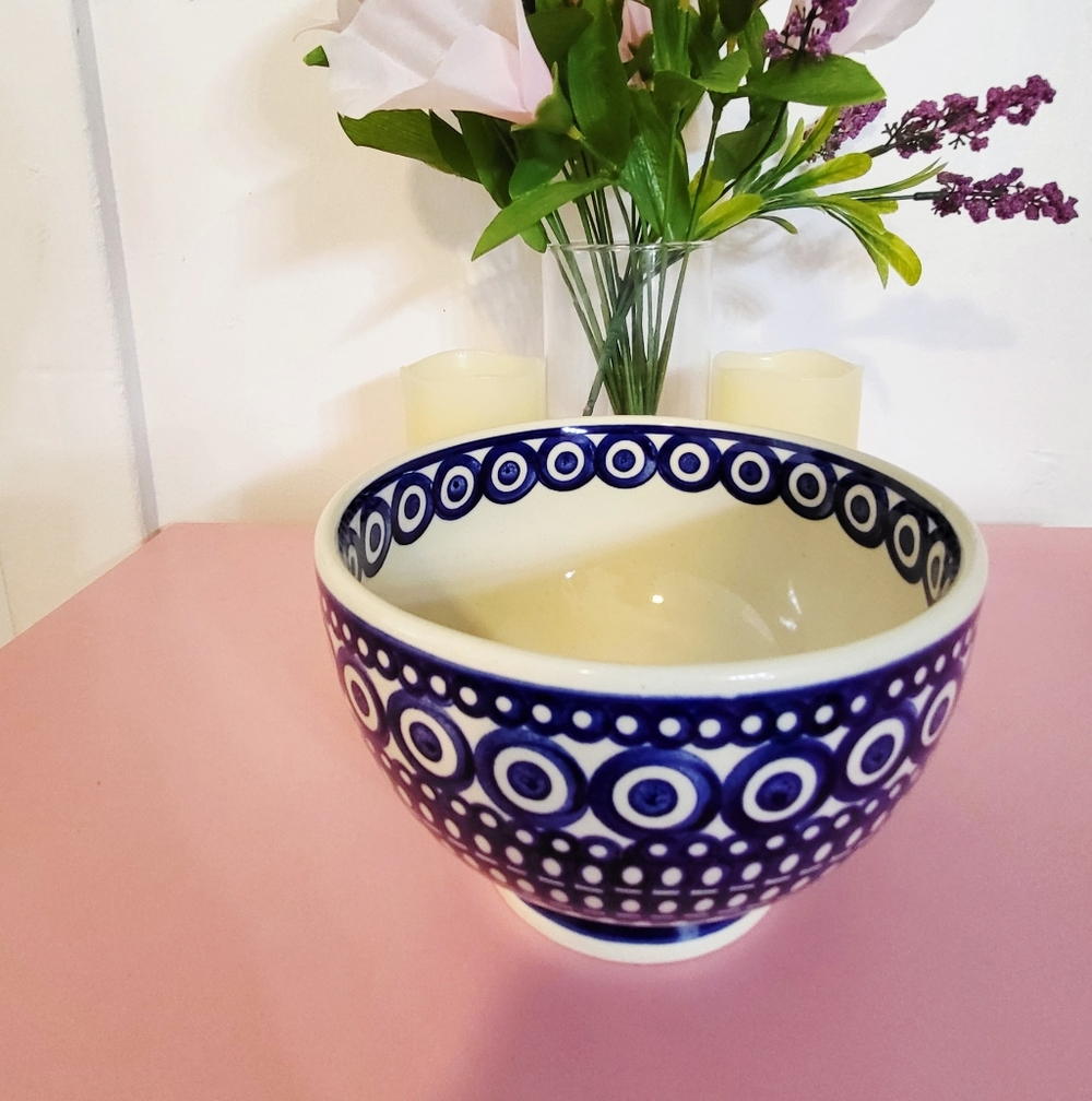 Handmade Polish Blue and White Bowl